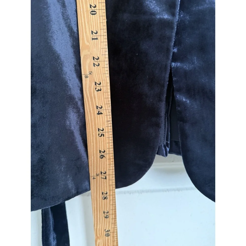 Ann Taylor Velvet Belted Blazer Jacket Coat Wrap Womens 14 Petite Dark Blue Navy